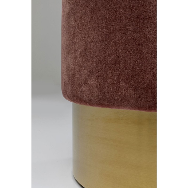 PUFF ROSE TECIDO SUEDE BASE DOURADA 