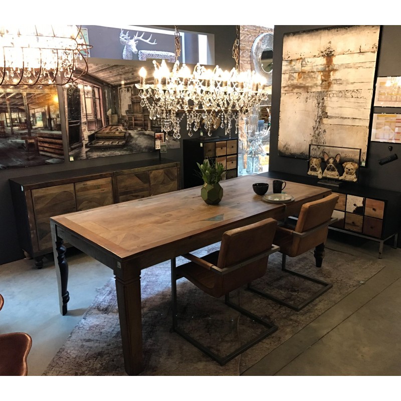 LUSTRE CHATEAU CRYSTAL RUSTY METAL 