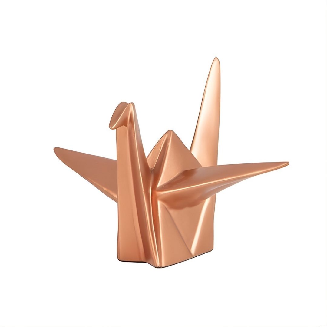 ESCULTURA PASSARO ORIGAME RESINA COBRE MODALI DESIGN