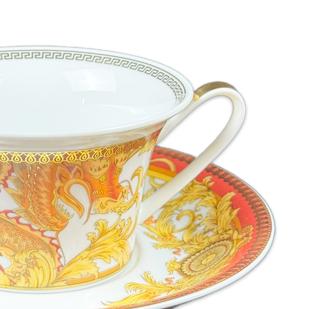 XICARA CHA + PIRES VERSACE ASIAN DREAM PORCELANA ROSENTHAL JOGO 6 PEÇAS