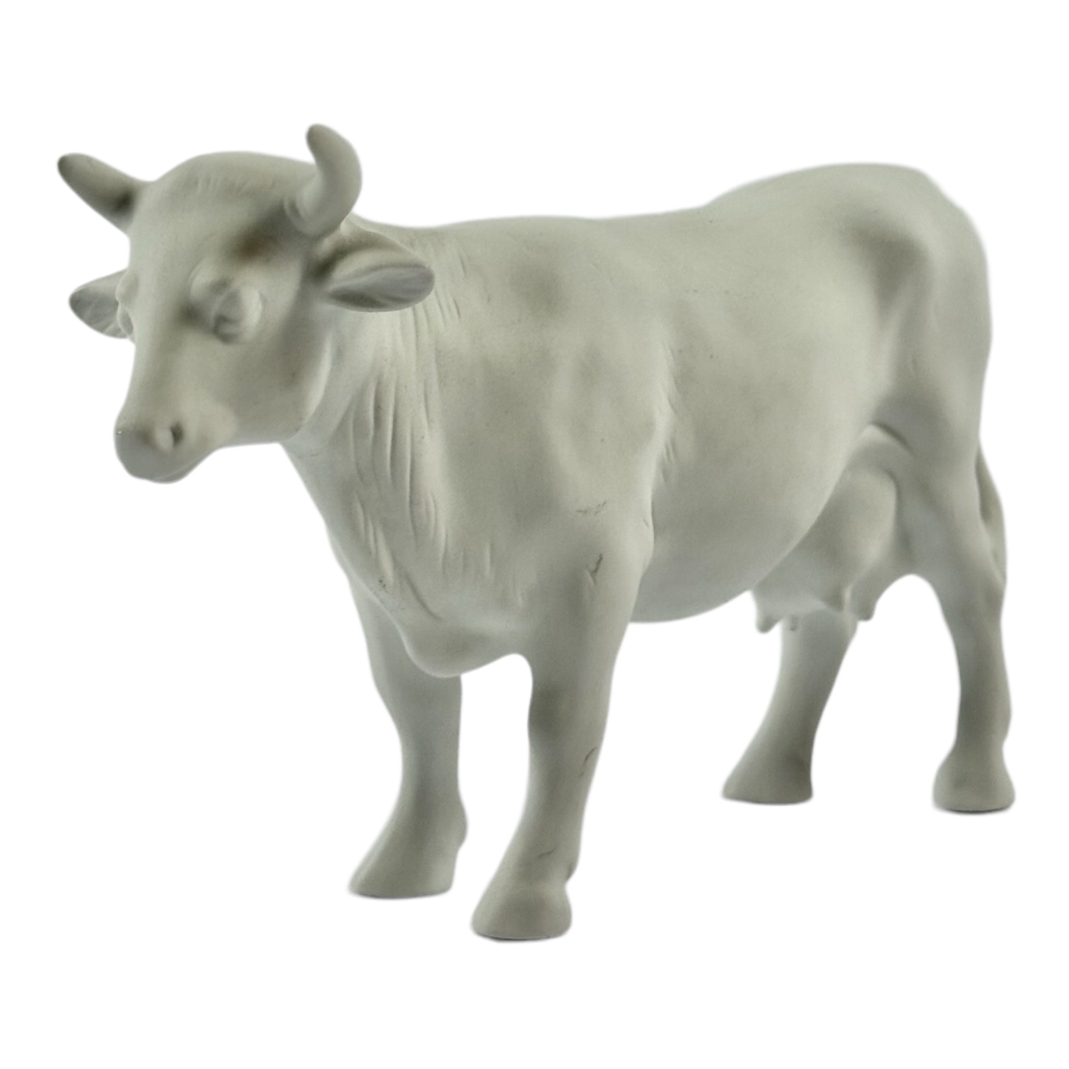 ESCULTURA VACA EM PE CERAMICA BRANCA REICHENBACH
