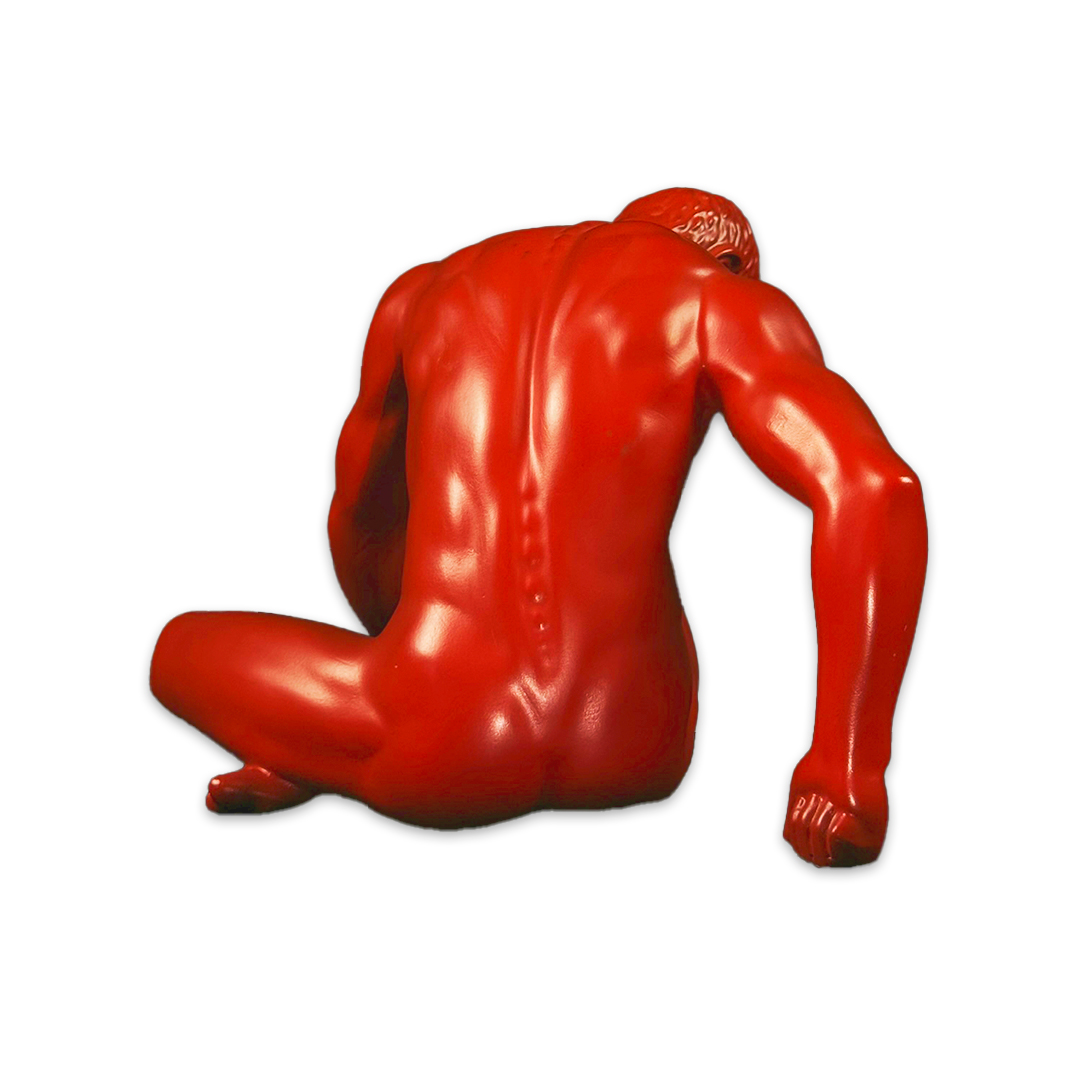 ESCULTURA MAN YOGA RESINA VERMELHO MODALI DESIGN
