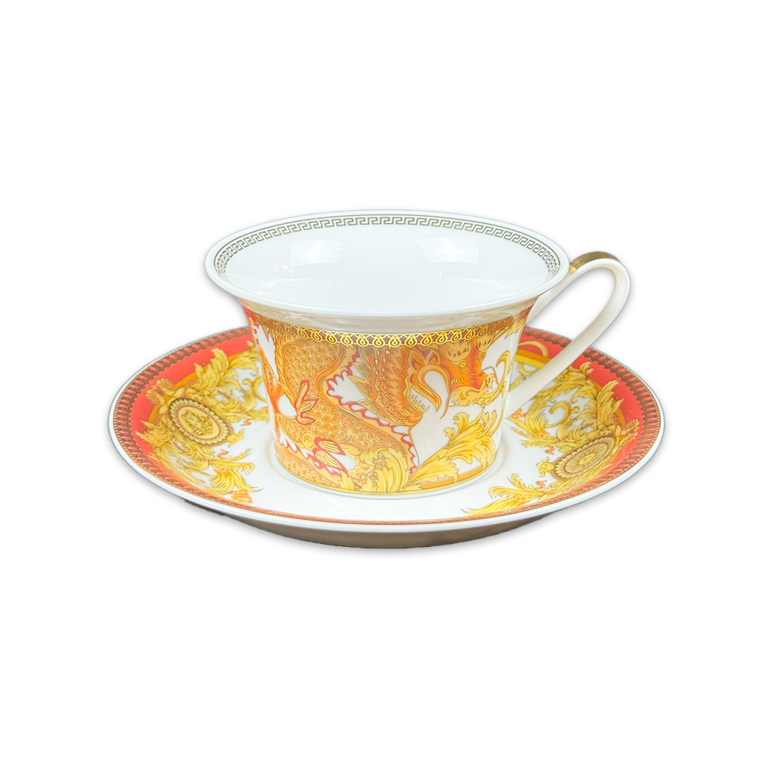 XICARA CHA + PIRES VERSACE ASIAN DREAM PORCELANA ROSENTHAL JOGO 6 PEÇAS