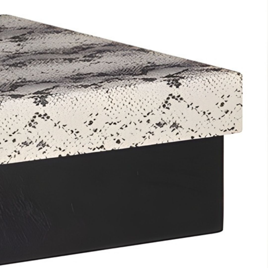 CAIXA QUADRADA PEQUENA COURO COBRA PRETA MODALI DESIGN