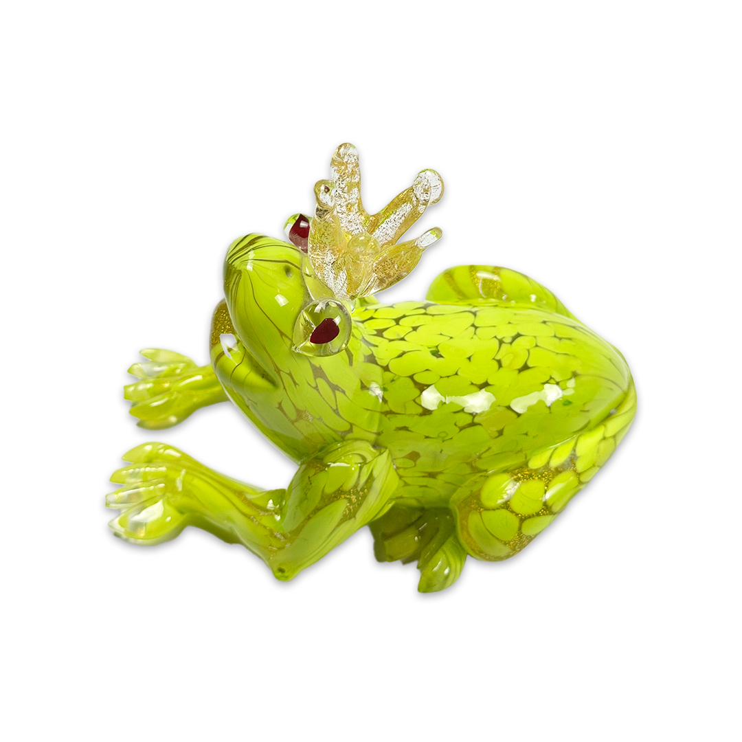 ESCULTURA SAPO PRINCIPE CRISTAL VERDE C/COROA FORMIA
