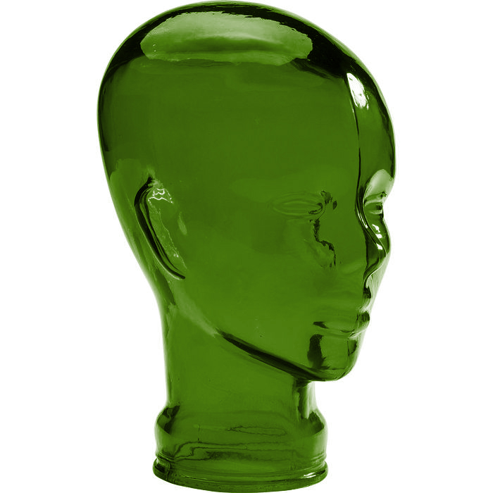 ESCULTURA CABECA VIDRO VERDE ESCURO 