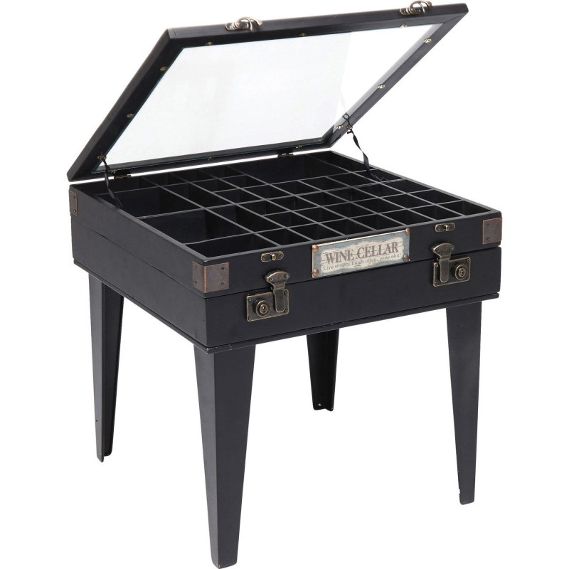 MESA LATERAL COLLECTOR PRETA C/TAMPO VIDRO