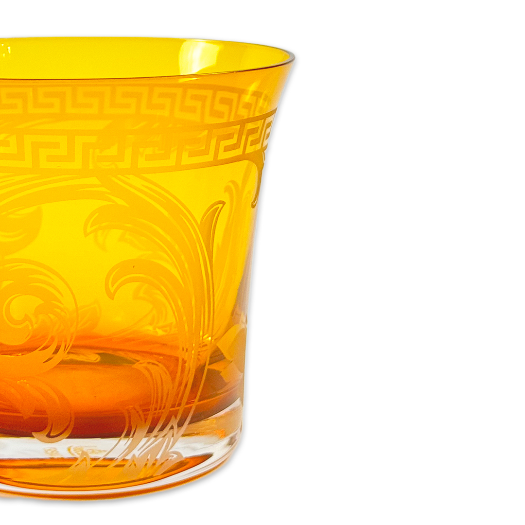 COPO WHISKY VERSACE ARABESQUE CRISTAL AMBAR JOGO 6 PEÇAS