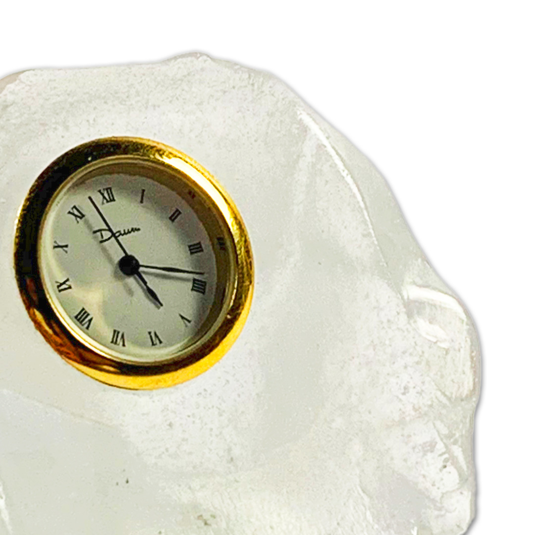 RELOGIO MESA ROCHE CRISTAL BRANCO FOSCO DAUM