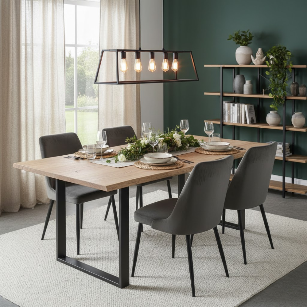 MESA JANTAR TAVOLA MADEIRA C/METAL