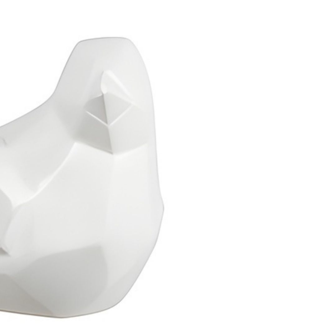 ESCULTURA PASSARO NA PRATELEIRA L/ ESQUERDO RESINA BRANCO MODALI DESIGN