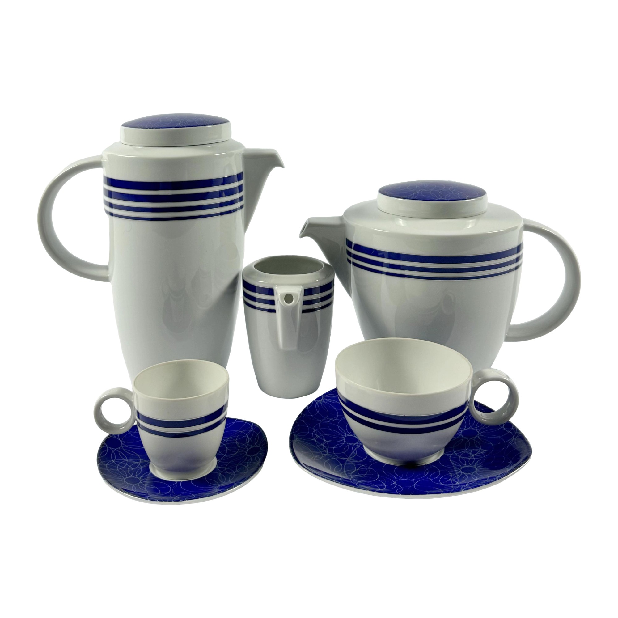 JOGO CHA E CAFE CIRCLE BLUE PORCELANA ROSENTHAL JOGO 15 PEÇAS