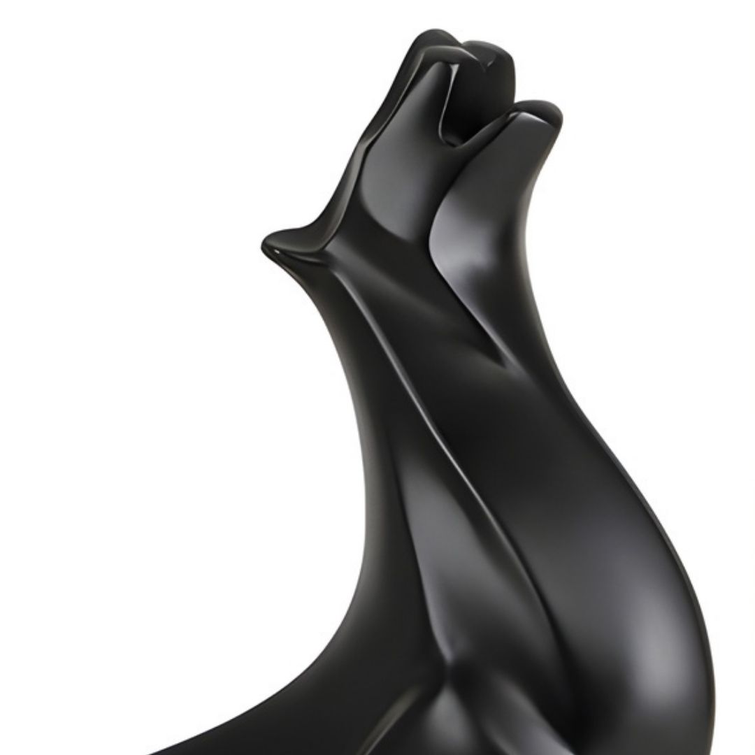 ESCULTURA JAGUAR GRANDE RESINA PRETO MODALI DESIGN