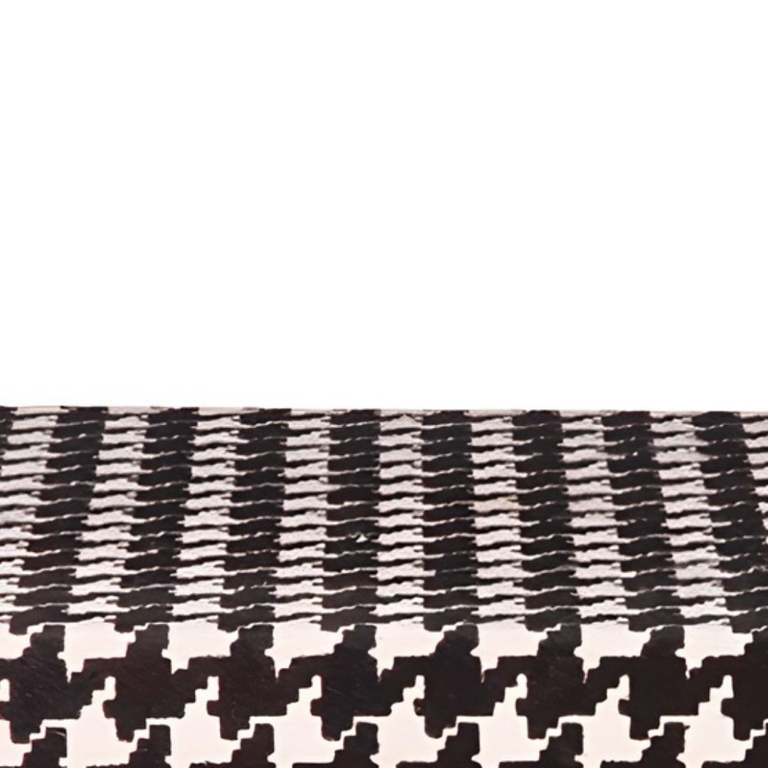 CAIXA QUADRADA DONNA II GRANDE MADEIRA COURO C/ TAMPA PRETO E BRANCA MODALI DESIGN