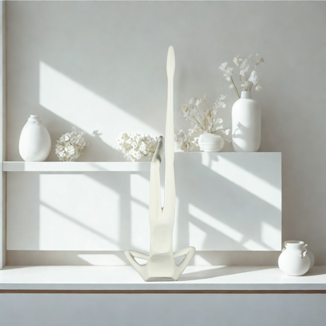 ESCULTURA JADE GRANDE RESINA BRANCA MODALI DESIGN