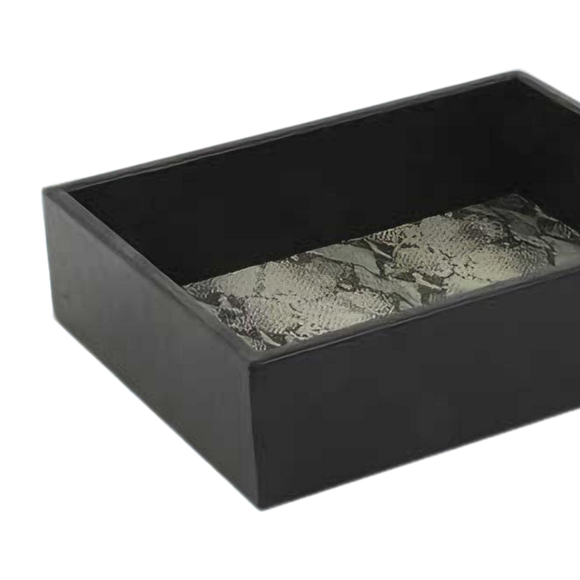 BANDEJA RETANGULAR COURO COBRA PRETA ESPELHADA MODALI DESIGN