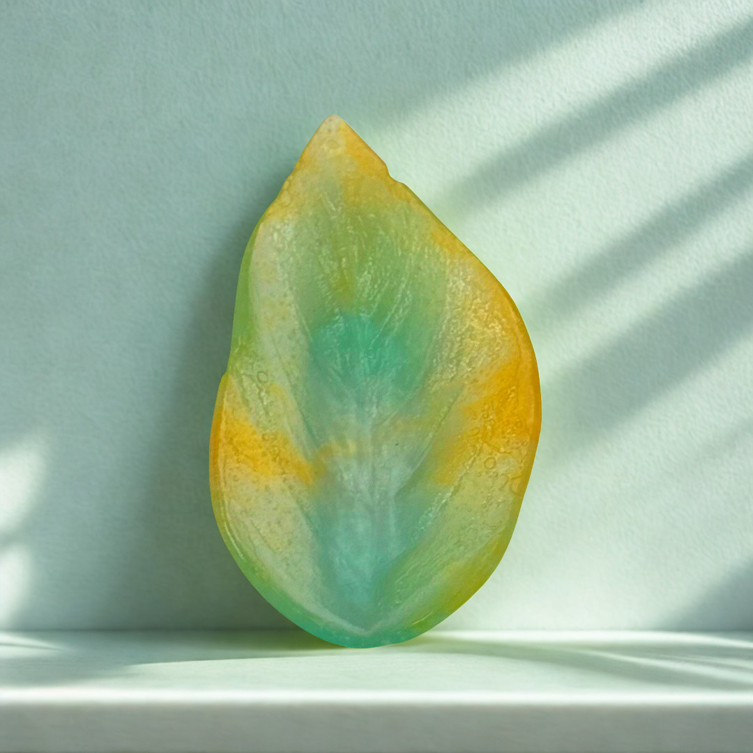 ESCULTURA MINI FOLHA HERBIER VERDE CRISTAL DAUM