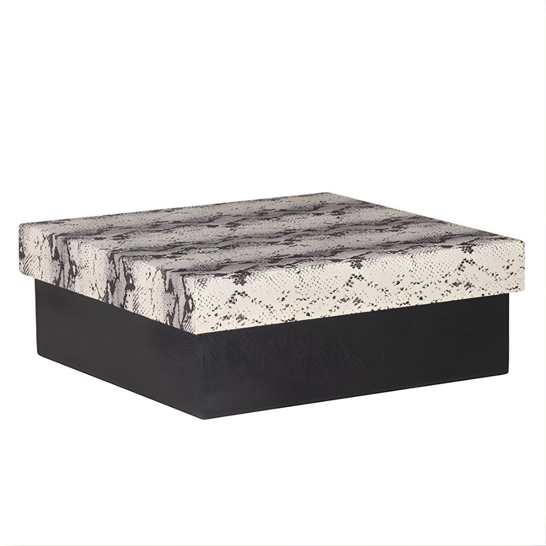 CAIXA QUADRADA PEQUENA COURO COBRA PRETA MODALI DESIGN