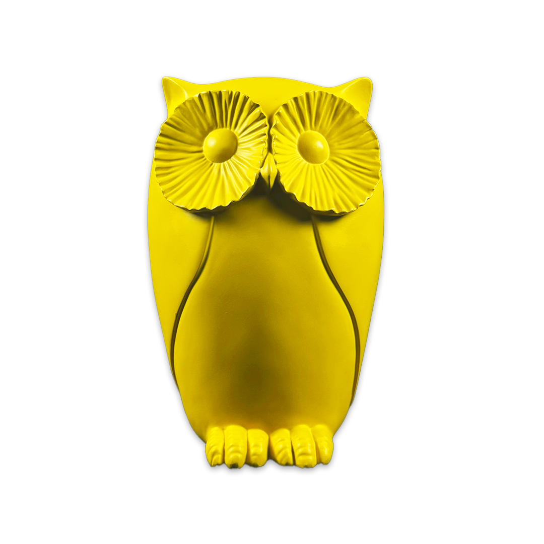 ESCULTURA CORUJA RESINA AMARELO MODALI DESIGN