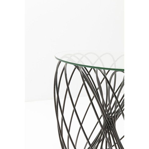 MESA LATERAL METAL ARAMADO TAMPO VIDRO 