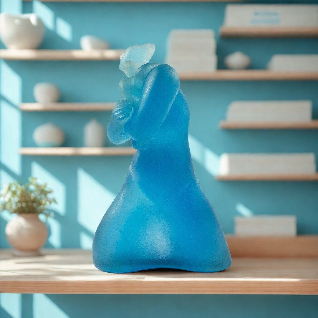 ESCULTURA LA MATERNITE C.LORAIN CRISTAL  AZUL 175 EXEMPLARES DAUM