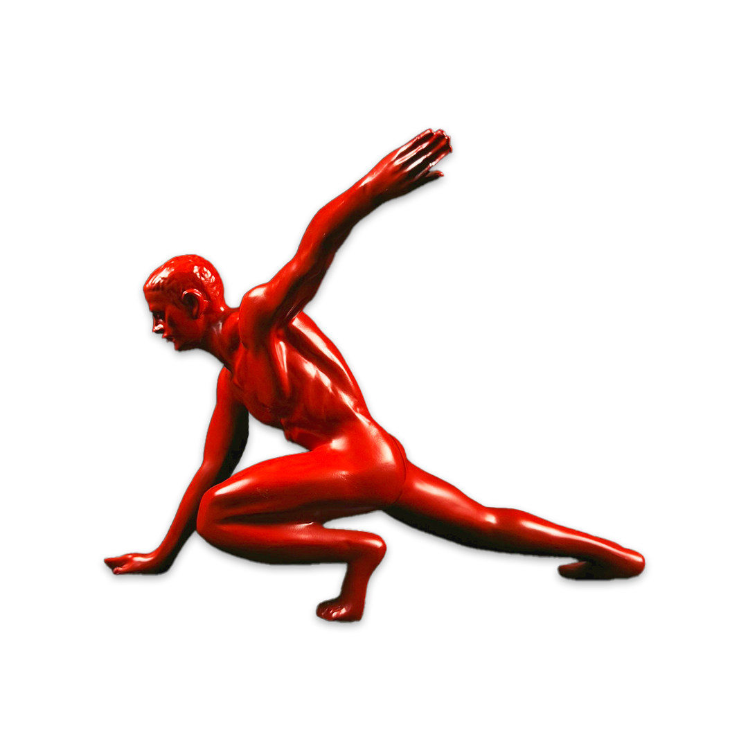 ESCULTURA MAN DISPARADA RESINA VERMELHO MODALI DESIGN
