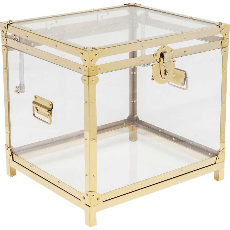 MESA LATERAL/BAU ACRILICO METAL DOURADO