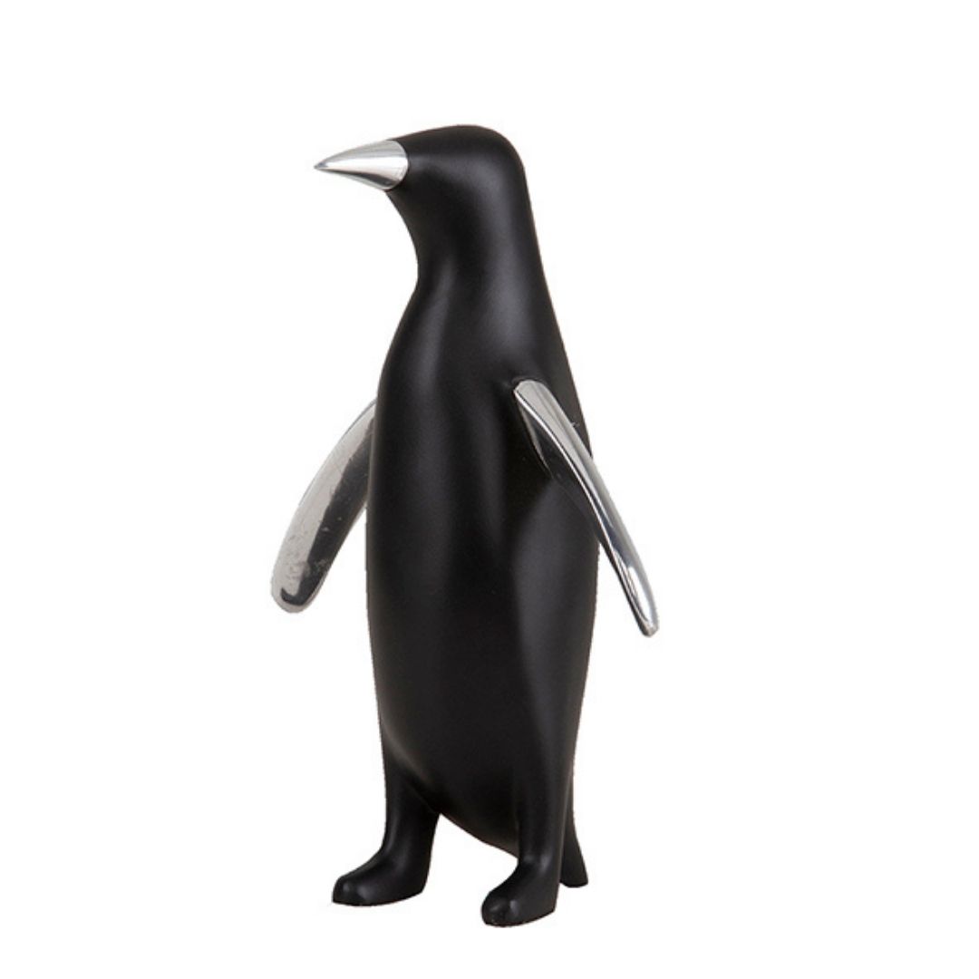 ESCULTURA PINGUIM RESINA PRETO MODALI DESIGN