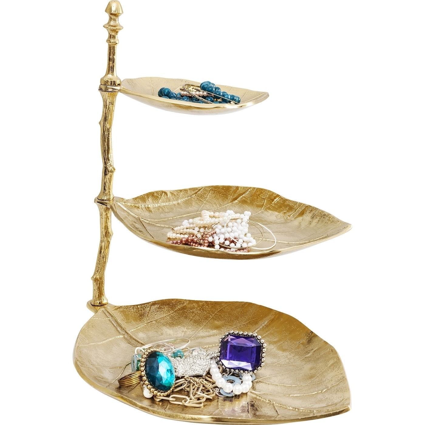 CENTRO FOLHA TRES ANDARES METAL DOURADA 