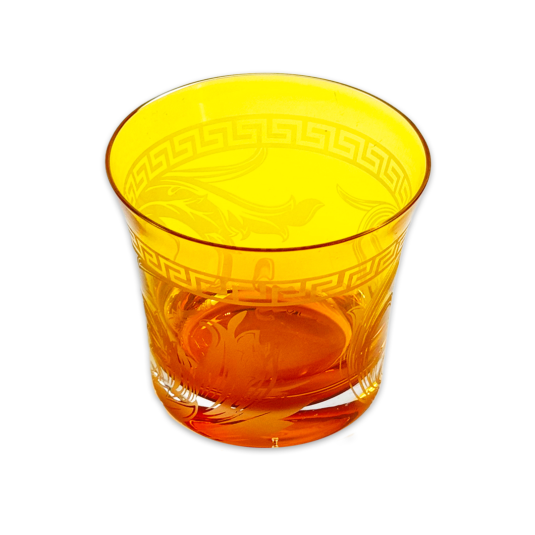 COPO WHISKY VERSACE ARABESQUE CRISTAL AMBAR JOGO 6 PEÇAS