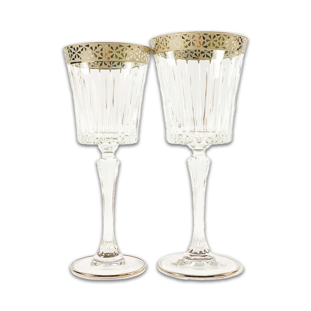 TACA AGUA/VINHO TIMELESS CRISTAL/PRATEADOA CASA K JOGO 12 PEÇAS