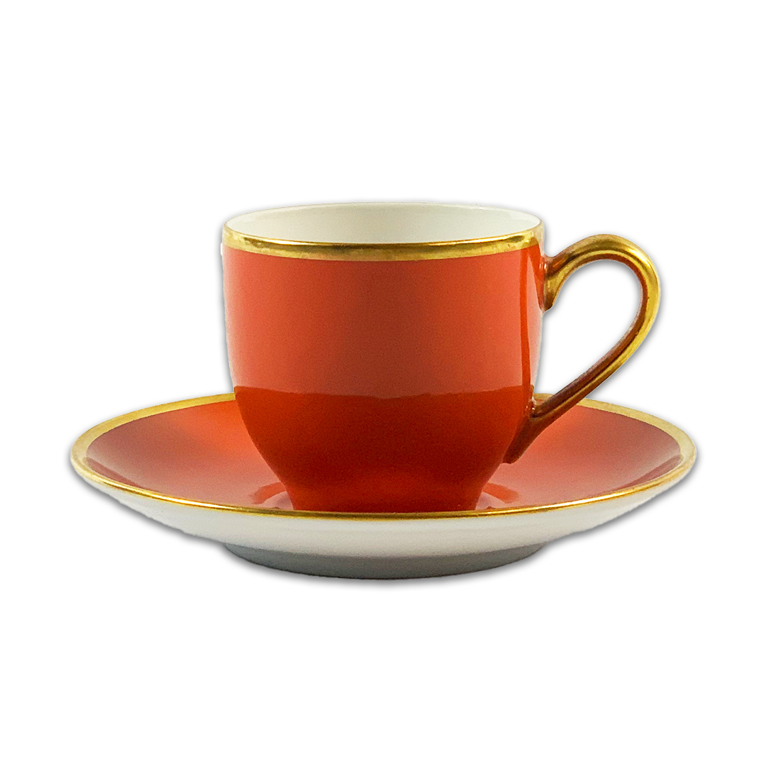 XICARA CAFE+PIRES FLASH ROUGE PORCELANA ROYAL LIMOGES JOGO 6 PEÇAS