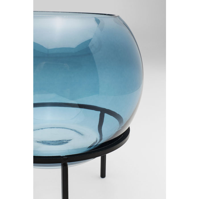 VASO REDONDO AZUL C/ SUPORTE VIDRO 