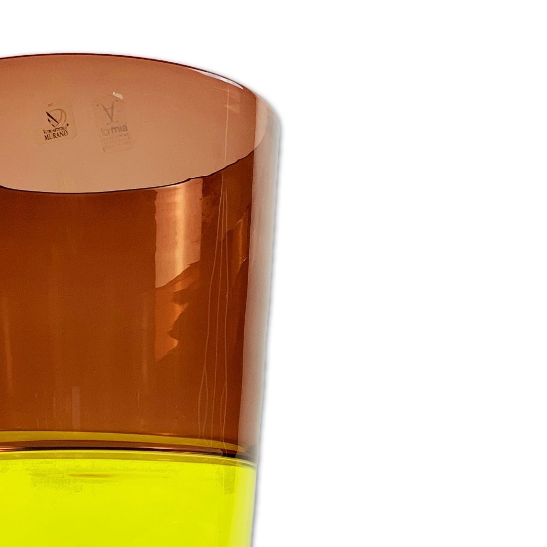 VASO INCALMI  CRISTAL AMARELO/MARROM FORMIA