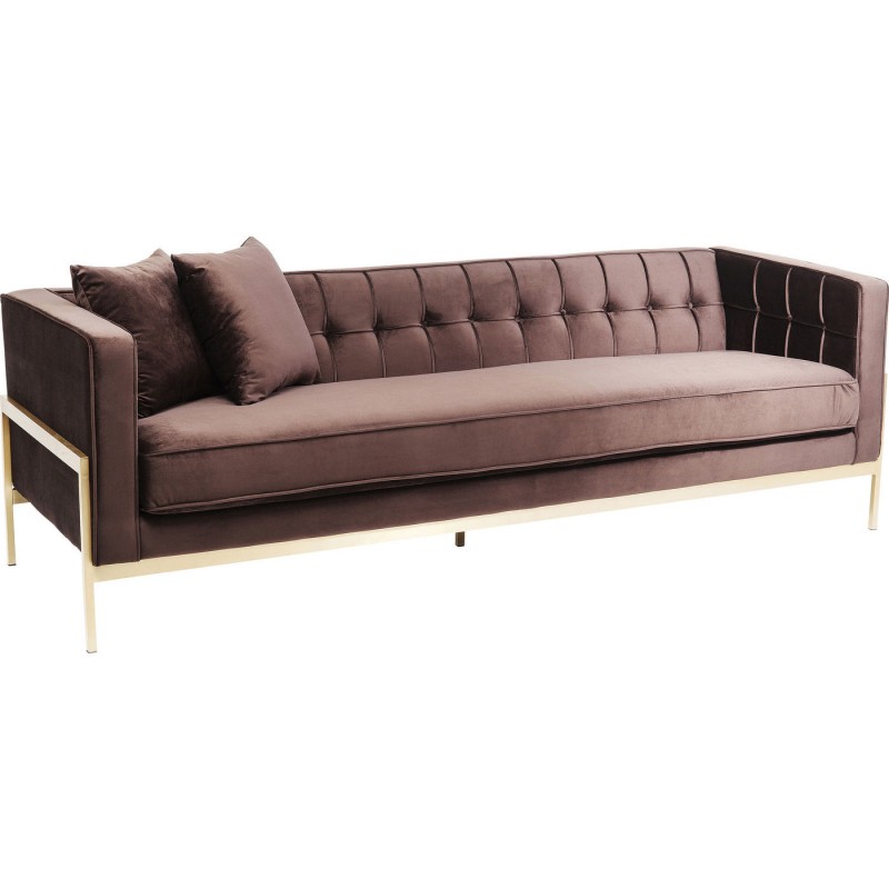 SOFA LOFT 3 LUGARES VELUDO CASTANHO CHOCOLATE