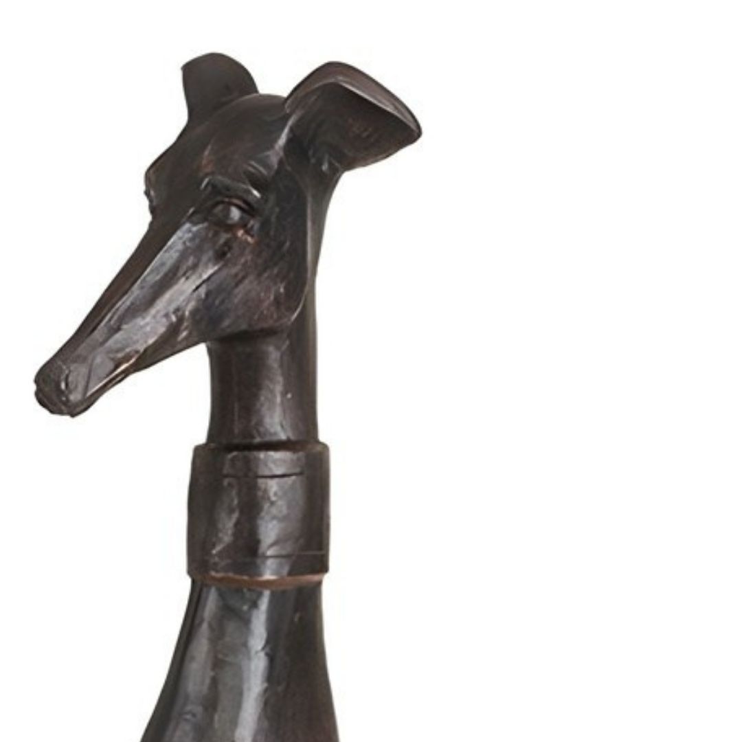 ESCULTURA CACHORRO GALGO SENTADO RESINA BRONZE MODALI DESIGN