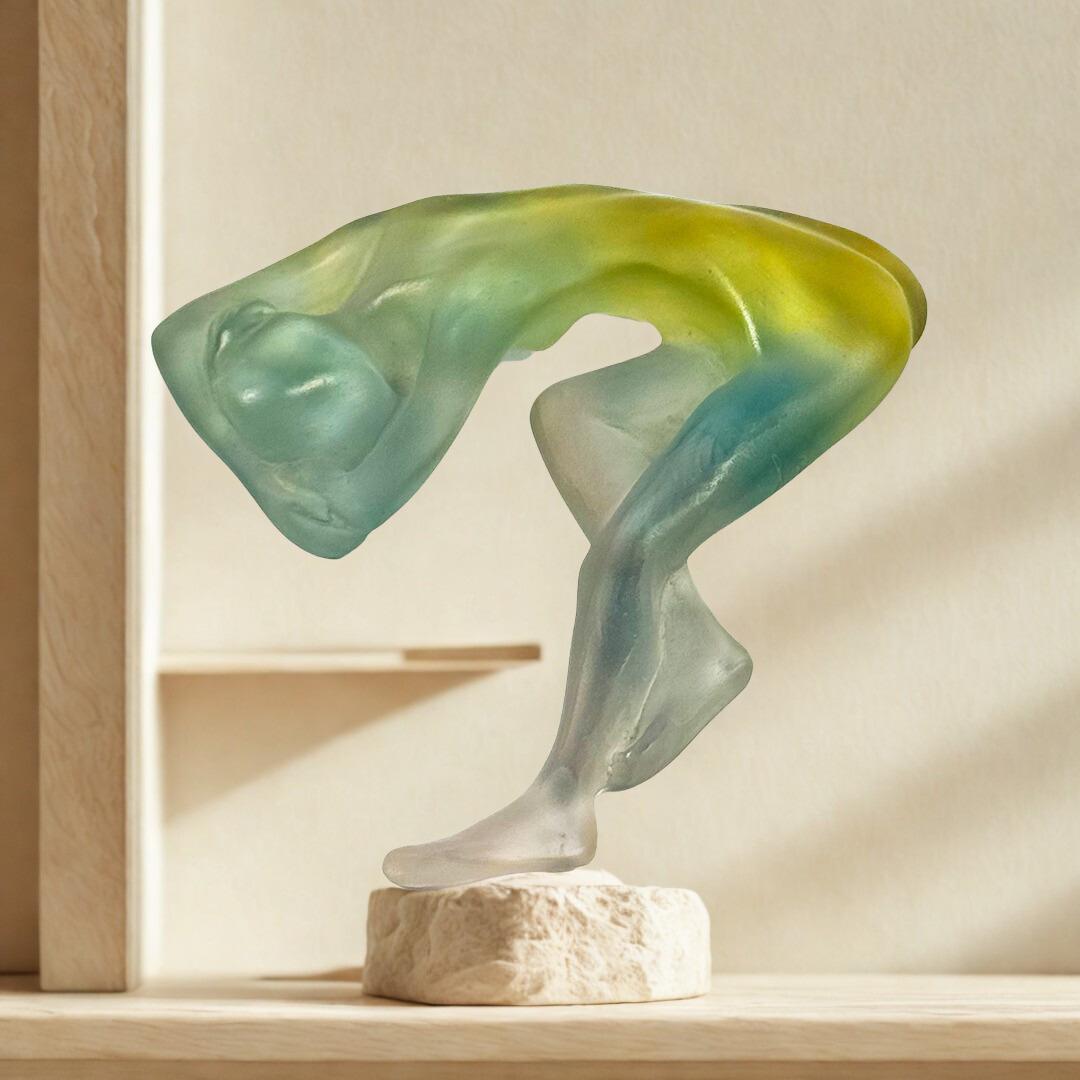 ESCULTURA MORPHEE CRISTAL AMBAR/AZUL DAUM