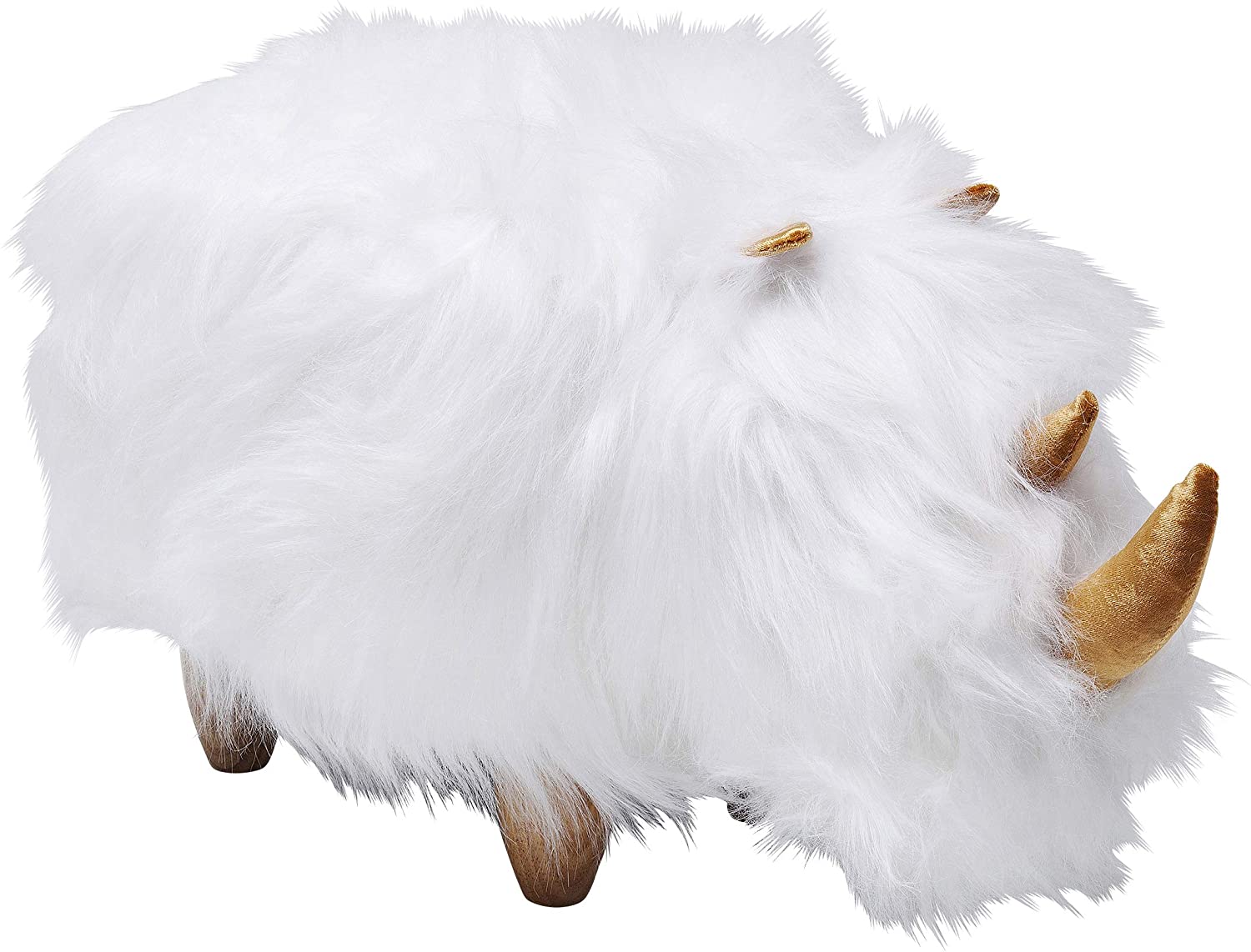 PUFF RINOCERONTE PELUDO BRANCO