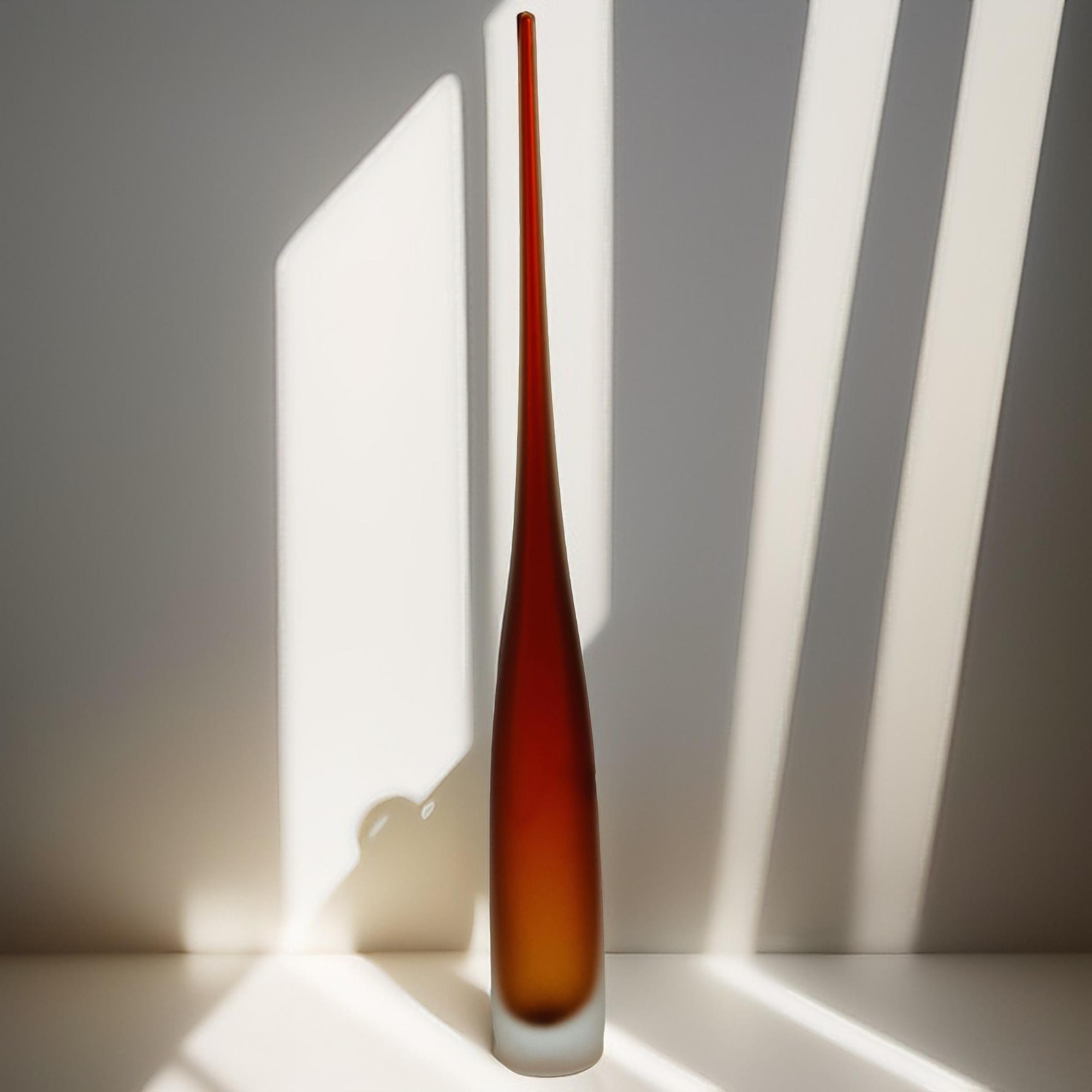 VASO FLUTE CRISTAL VERMELHO/AMBAR FOSCO