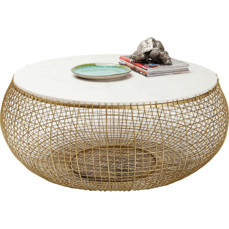 MESA CENTRO CESTO GOLD C/ TAMPO MARMORE 