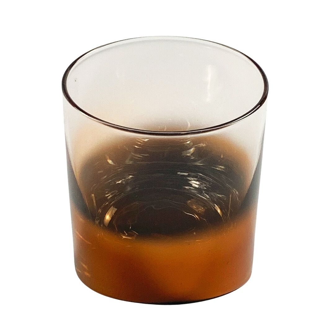 COPO WHISKY INCLINADO VIDRO TRANSPARENTE C/DETALHE COBRE MODALI DESIGN JOGO 6 PECAS