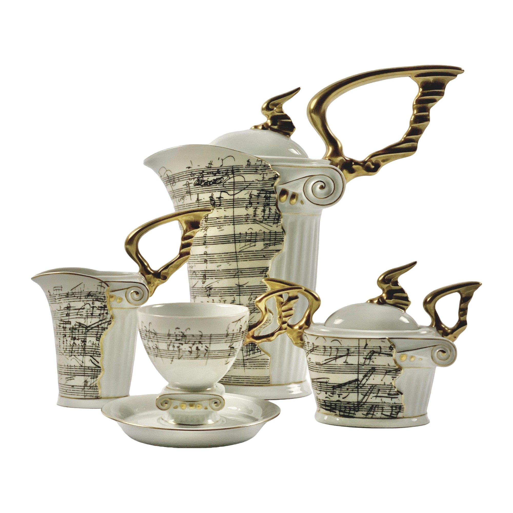 SERVICO CAFE BEETHOVEN PORCELANA NOTAS MUSICAIS THUN STUDIO JOGO 9 PEÇAS