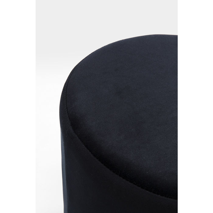 PUFF PRETO TECIDO SUEDE C/ BASE DOURADA 
