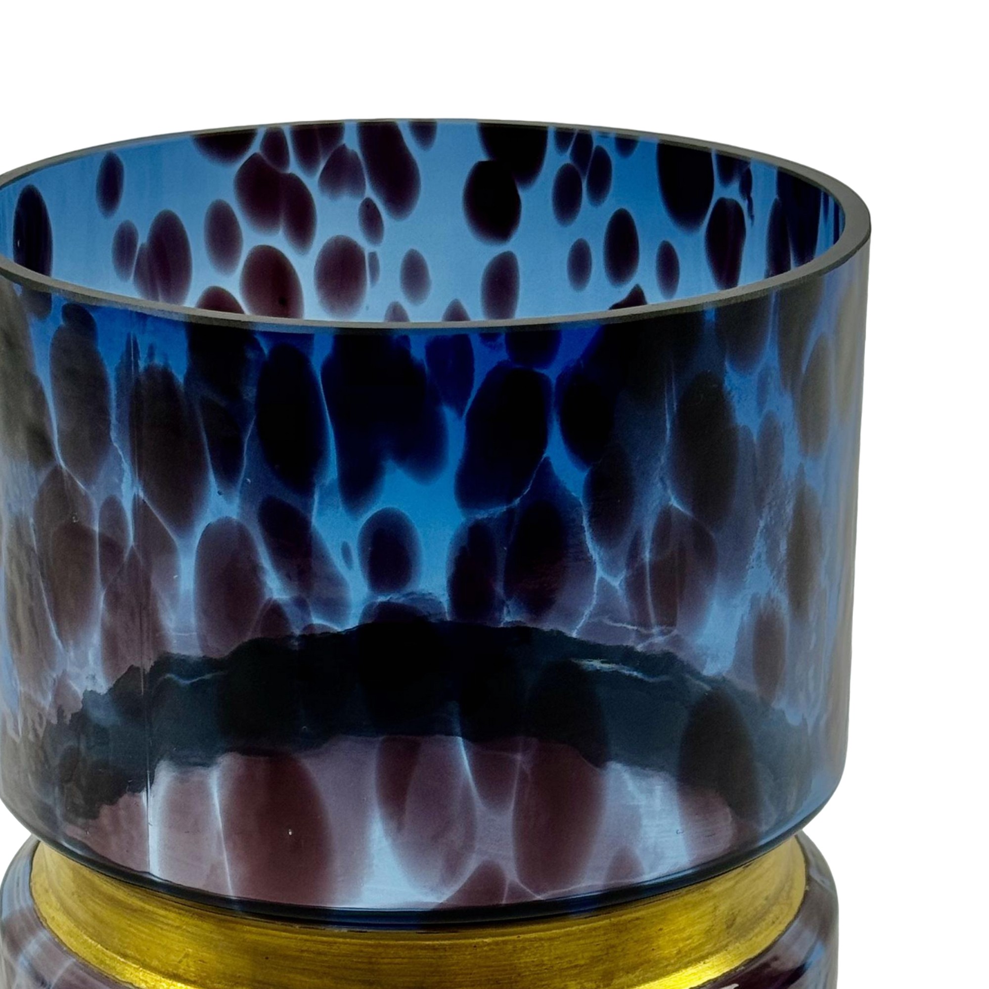 VASO CYRILLE VIDRO AZUL/MARROM C/DETALHE METAL DOURADO VAN ROON