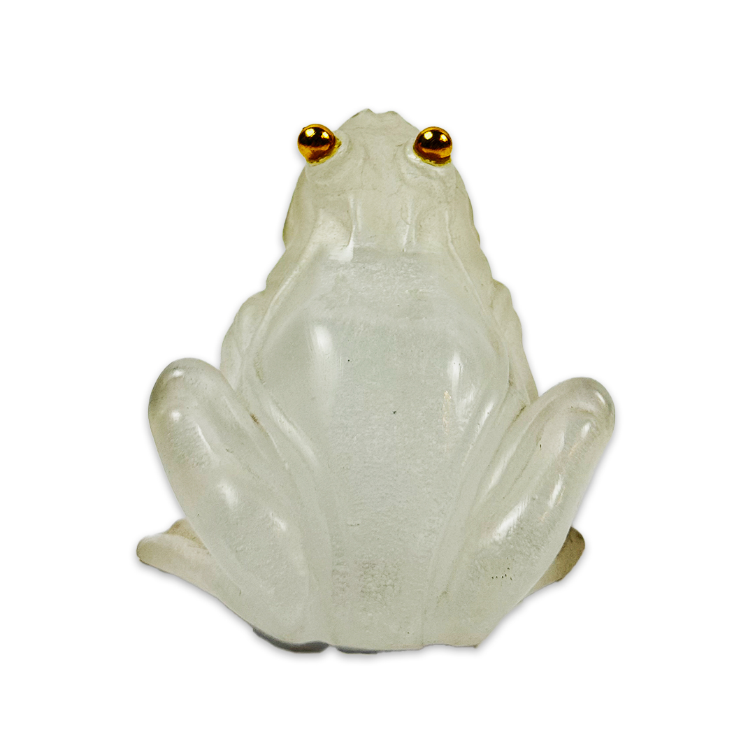 ESCULTURA MINI SAPO EM CRISTAL BRANCO FOSCO DAUM