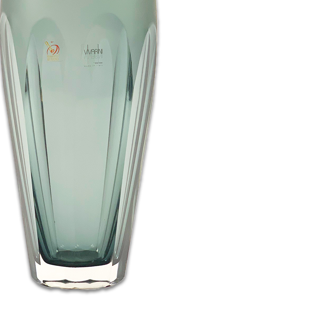 VASO TULIPADO CHANFRADO CRISTAL CINZA FOSCO FORMIA