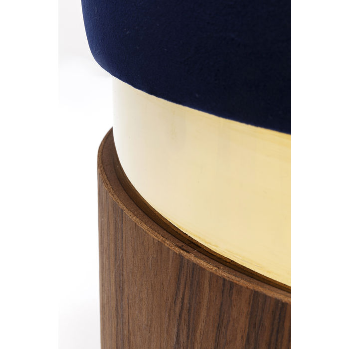 PUFF LILLY TECIDO SUEDE AZUL BASE MADEIRA 