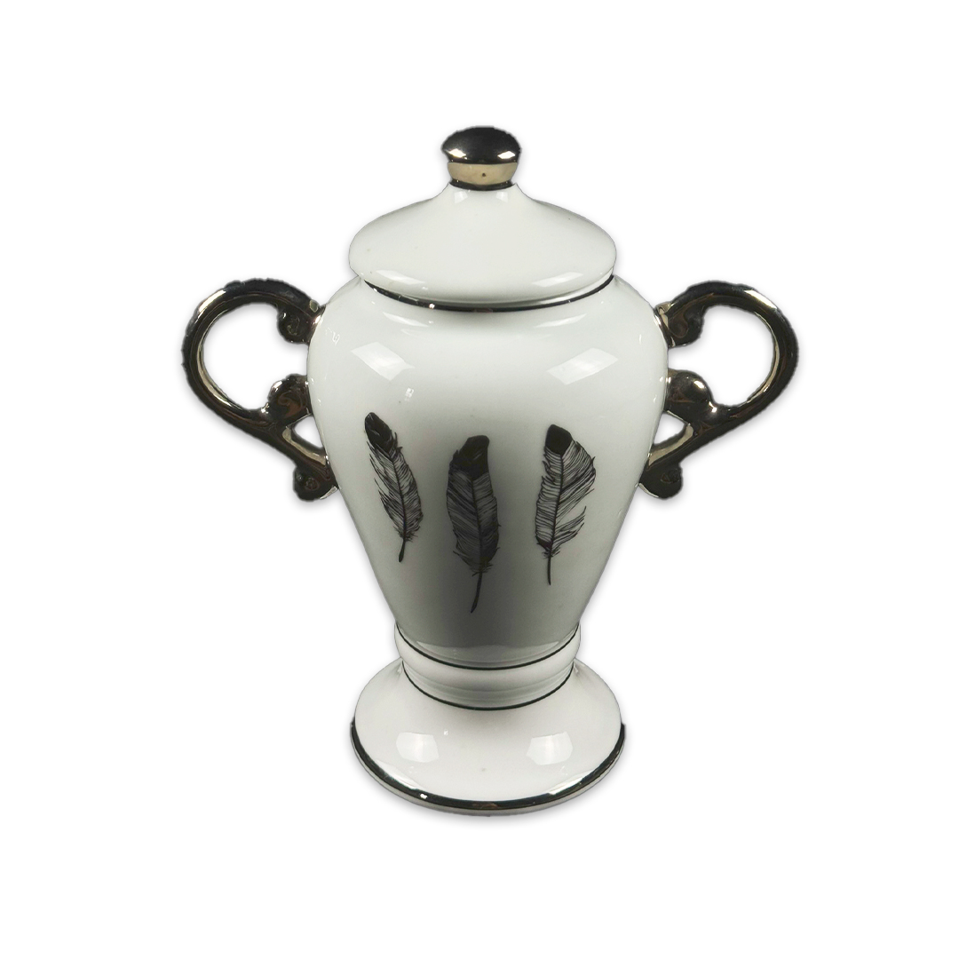 POTICHE CERAMICA PRATEADO