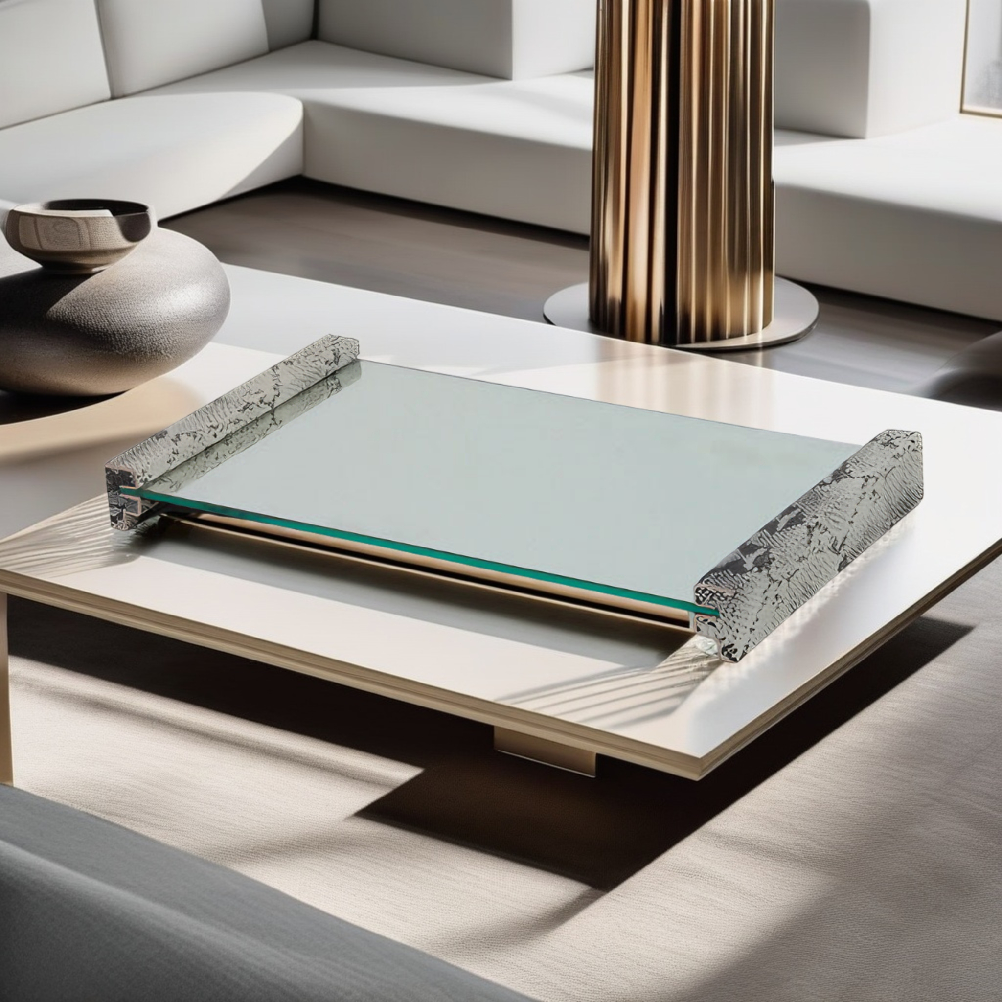 BANDEJA COBRA PRETA RETANGULAR ESPELHADA S/ BORDA MODALI DESIGN