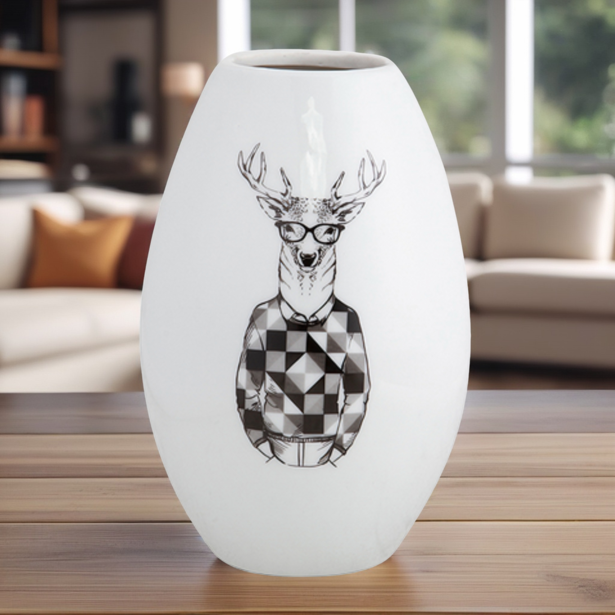 VASO OVAL DESCOLADO ALCI CERAMICA BRANCA MODALI DESIGN